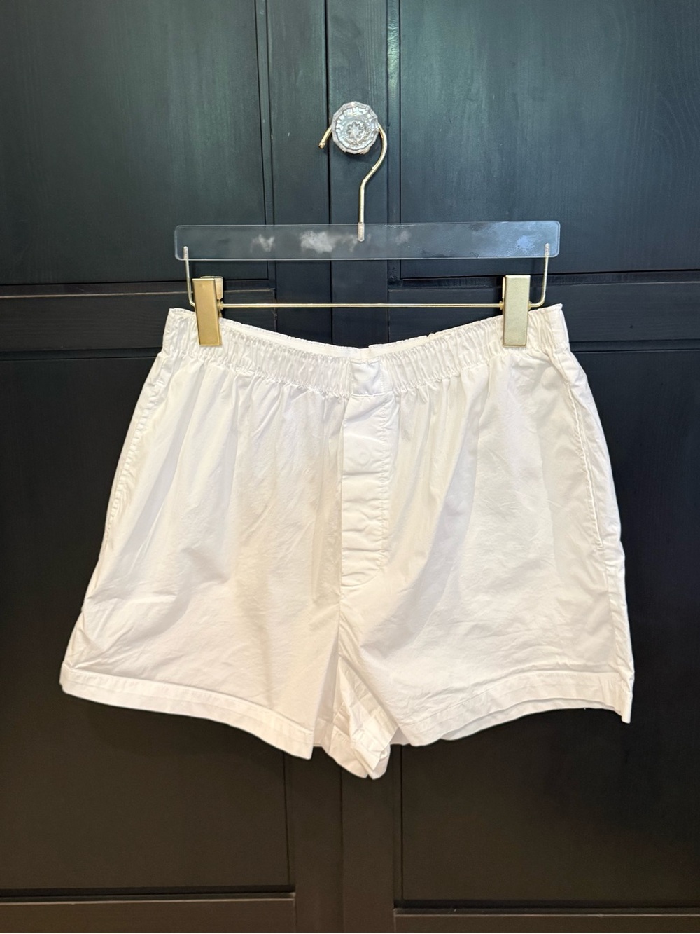 Skims White Cotton Poplin Sleep Short - Picture 2 of 3